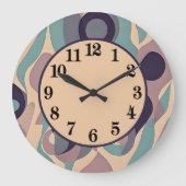 装飾ミュートされた紫と青の抽象芸術波 ラージ壁時計 (正面)