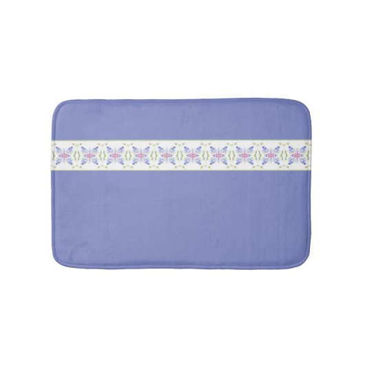 装飾メイブグリーンホワイトとピンクアクセント バスマット (正面)