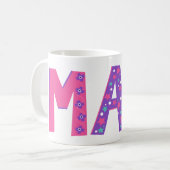 装飾メイ花スターピンク紫グラフィック コーヒーマグカップ (正面左)