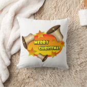 装飾メリークリスマスホリーバッジオーバル文字 クッション (ブランケット)