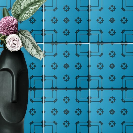 装飾モザイクの青と藍のパターンスタイル タイル