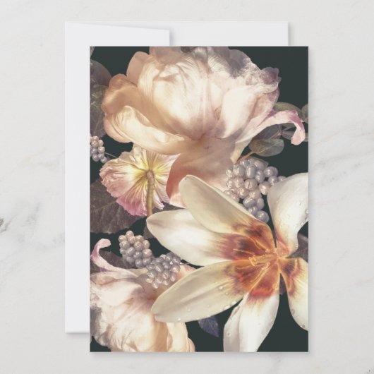 装飾モダンされたロマンチックな花模様結婚ズ 招待状 (裏面)