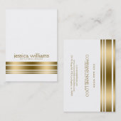 装飾モダンシンプル金ゴールド白ストライプ 名刺 (正面/裏面)