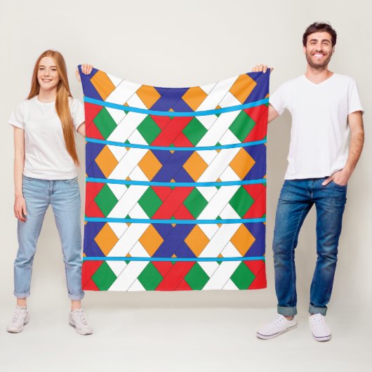 装飾モダン幾何カラフルパターン フリースブランケット (インサイチュ)