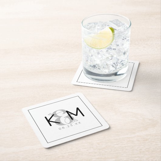 装飾モダン結婚ID887 スクエアペーパーコースター (インサイチュ)