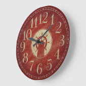 装飾ユニーク赤航海のヴィンテージ船ホイール ラージ壁時計 (傾斜)