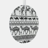 装飾ラクダのシームレスパターンデザイン ガラスオーナメント (正面右)