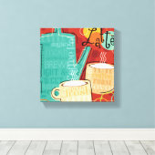 装飾ラテポットとカップ キャンバスプリント (インサイチュ (ウッドフロア))