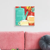 装飾ラテポットとカップ キャンバスプリント (インサイチュ (リビング))