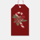 装飾リボンのクリスマスキャンディケーン ギフトタグ (正面)