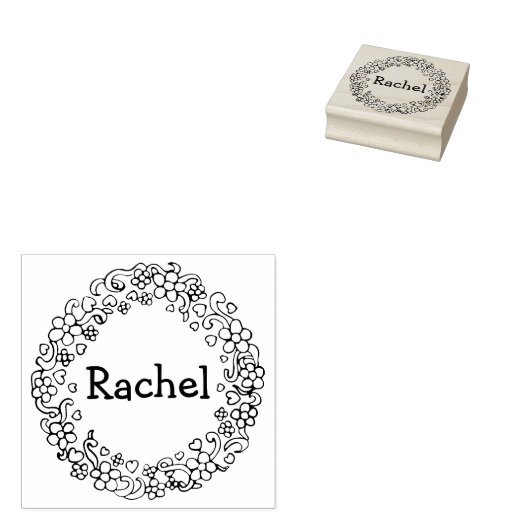 装飾リースの文字名文字スタンプ ラバースタンプ (押印)