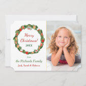 装飾リース写真テンプレートクリスマス シーズンカード (正面)