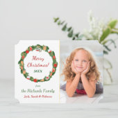 装飾リース写真テンプレートクリスマス シーズンカード (スタンド正面)