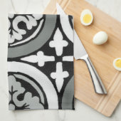 装飾ルネッサンスロゼットタイルデザイン キッチンタオル (四つ折り)