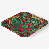 装飾レッドグリーンクリスマスホリデー紙プレート ペーパープレート (傾斜あり)