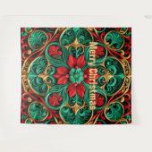 装飾レッドグリーンホリディバックグラウンド タペストリー (正面(横))