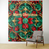 装飾レッドグリーンホリディバックグラウンド タペストリー (インサイチュ)