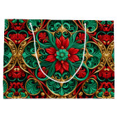 装飾レッドグリーンホリデイ抱き枕 ラージペーパーバッグ (裏面)