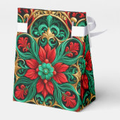 装飾レッドグリーンホリデーギフトボックス フェイバーボックス (裏面サイド)