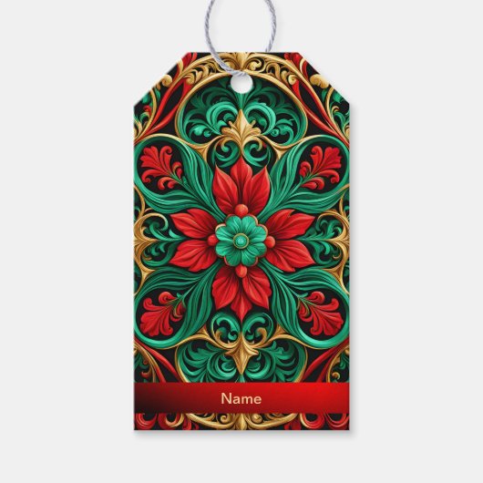 装飾レッドグリーンホリデーギフトラベル ギフトタグ (正面)