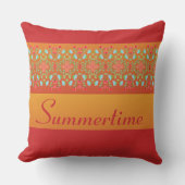 装飾レッド・オレンジと金ゴールド クッション (正面)