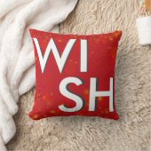 装飾レッド&ホワイトウィッシュ&ジョークリスマス クッション (ブランケット)
