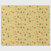 装飾レトロクリスマスパターン ラッピングペーパー (フラット)