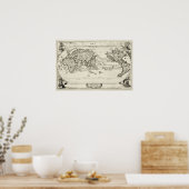 装飾レプリカ16世紀アンティーク世界地図 ポスター (キッチン)