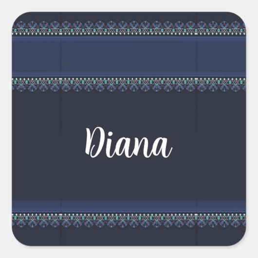 装飾レースプリントオン青 スクエアシール (正面)