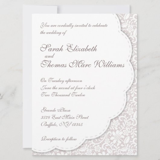 装飾レース結婚式招待状 招待状 (正面)