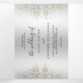 装飾ロマンチックなシルバーダマスクの結婚式 三つ折り招待状 (内部中)