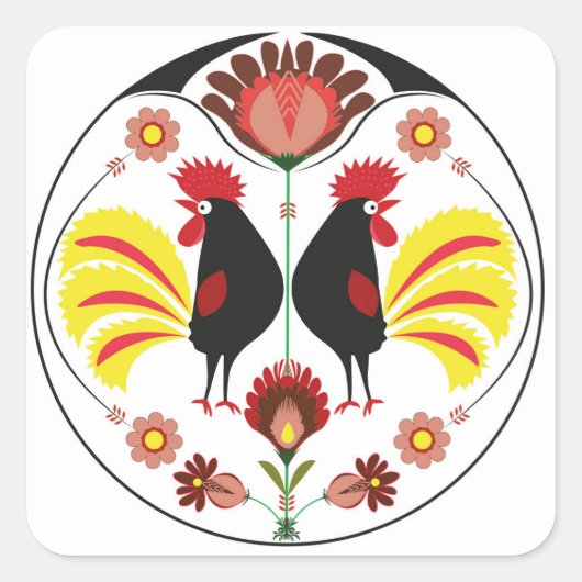 装飾ローター付ポーランドフォーク、ステッカー スクエアシール (正面)