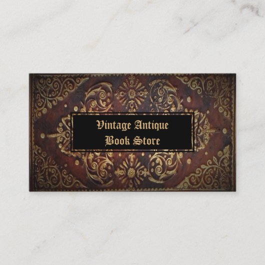 装飾ヴィンテージアンティークレザー金ゴールド 名刺 (正面)