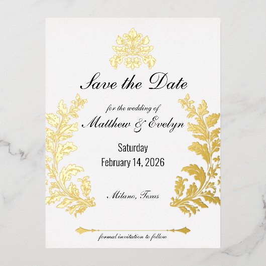 装飾ヴィンテージスタイル 箔招待状ポストカード (正面)