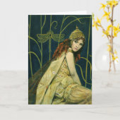 装飾ヴィンテージニンフ挨拶カード カード (黄色い花)