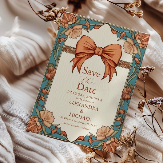 装飾ヴィンテージフローラ結婚アールヌーボー セーブザデート