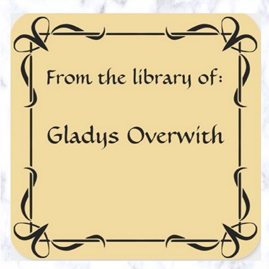 装飾ヴィンテージ弓蔵書票 スクエアシール