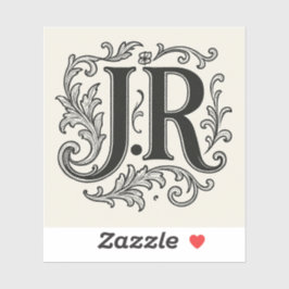 装飾付きイニシャル J.R シール