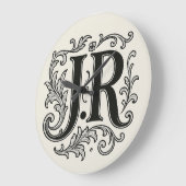 装飾付きイニシャル J.R ラージ壁時計 (傾斜)