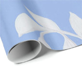 装飾傾斜ステップパターン花葉の青 ラッピングペーパー (ロールコーナー)