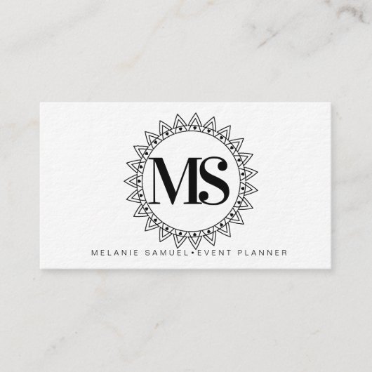 装飾円モダン形ロゴイベントプランナー 名刺 (正面)