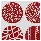 装飾円 – ルビー赤と白 ファブリック (クローズアップ)