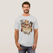 装飾写本の面白い中世の猫の合唱団 Tシャツ (正面フル)