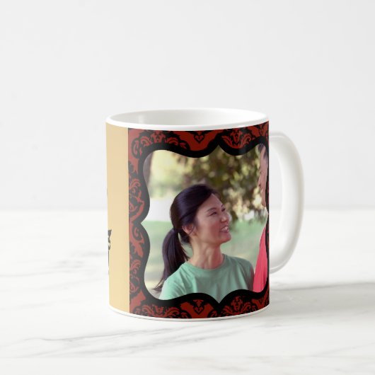 装飾写真フレームゴールデンペーパーカットルースターマグ コーヒーマグカップ (正面右)