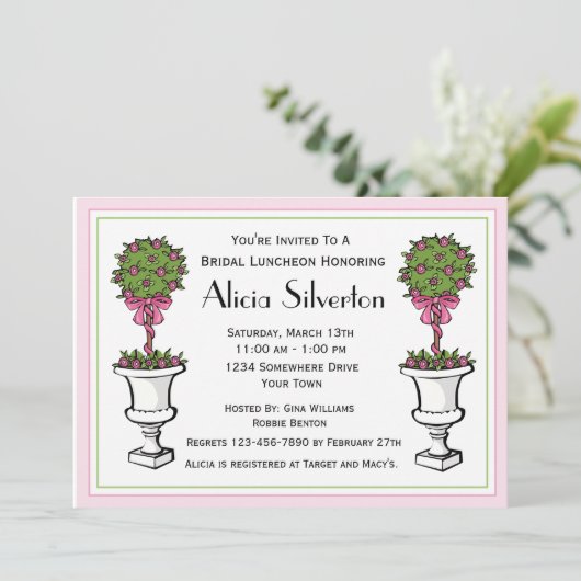 装飾刈り込み法のブライダルシャワーの招待状 招待状 (スタンド正面)