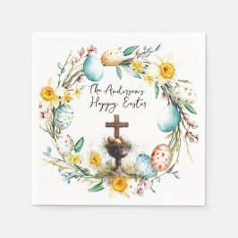 装飾卵とクロス私のフローライースター スタンダードカクテルナプキン