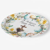 装飾卵とクロス私のフローライースター ペーパープレート (アングル)