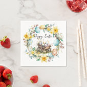 装飾卵と木製トロリーフローライースター スタンダードカクテルナプキン (インサイチュ)