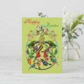 装飾卵ハッピーイースター春緑鳥 シーズンカード (スタンド正面)