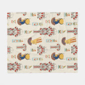 装飾古代エジプトの継ぎ目のないパターン フリースブランケット (正面(横))